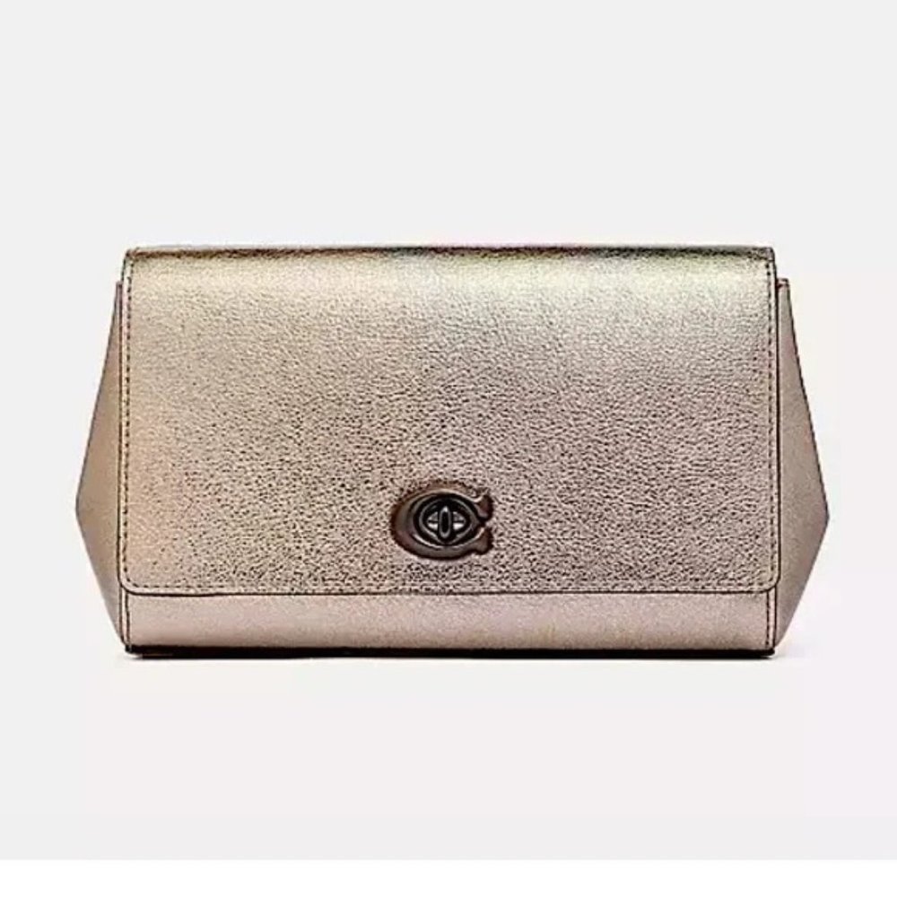 Coach Alexa gold metallic clutch